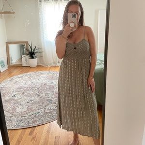 Olive green floral maxi dress